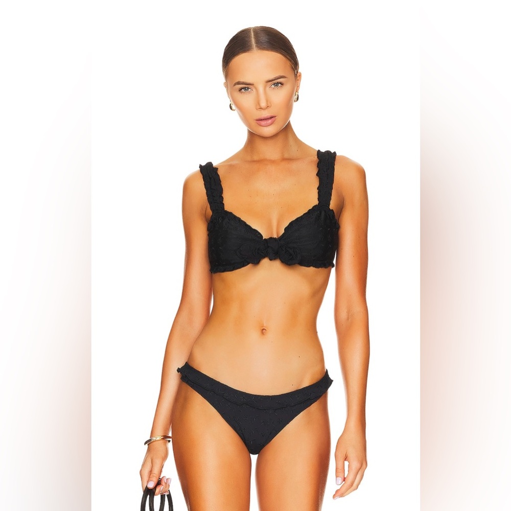 Frankies Bikinis Colby Eyelet Top & Lucia Eyelet Bikini Bottom in Black